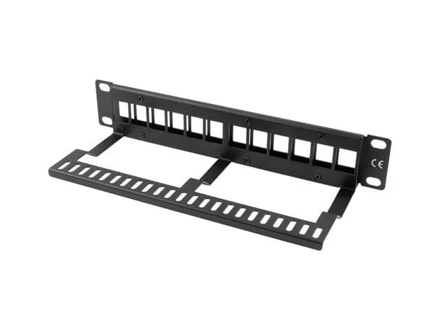 Lanberg PATCH PANEL PUSTY 12 PORT 1U 10" Z ORGANIZEREM DO MODUŁÓW KEYSTONE CZARNY PPKS-9112-B, zdjęcie 1 z 4