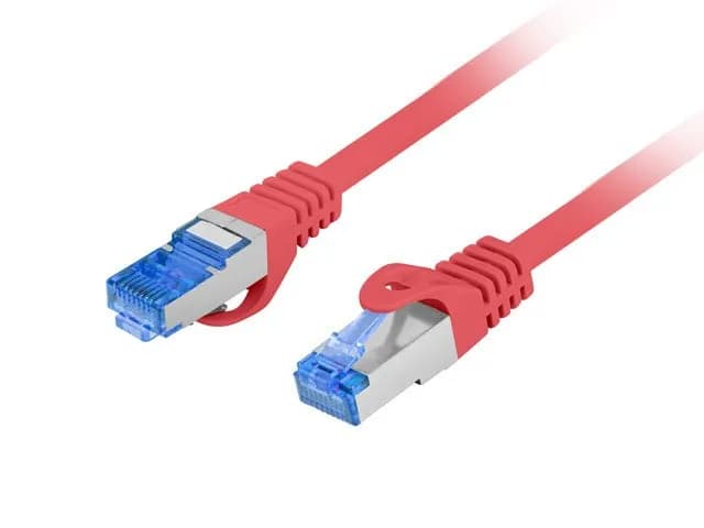Lanberg PATCHCORD S/FTP KAT.6A 0.5M CZERWONY LSZH CCA (FLUKE PASSED) PCF6A-10CC-0050-R, zdjęcie 1 z 3