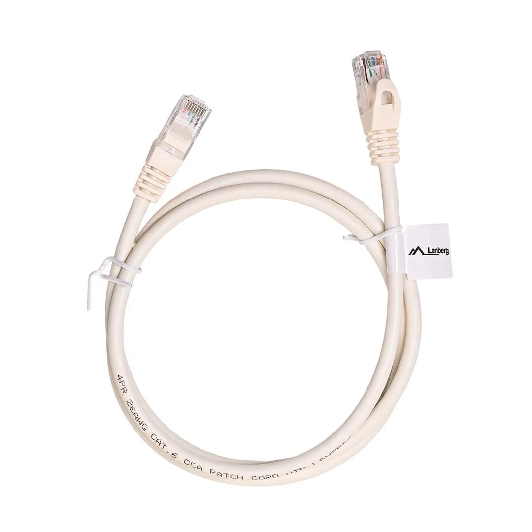 Lanberg Patchcord U/UTP PCU6-10CC-0100-W (RJ45 - RJ45 ; 1m; UTP; kat. 6; kolor biały), zdjęcie 1 z 5