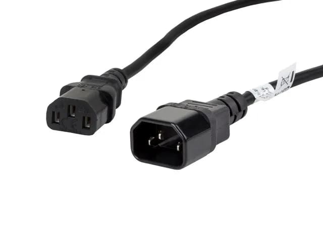 Lanberg Przedłużacz CA-C13E-11CC-0018-BK (C13, IEC C13, IEC 320 C13 M - C14 F; 1,8m; kolor czarny), zdjęcie 1 z 4