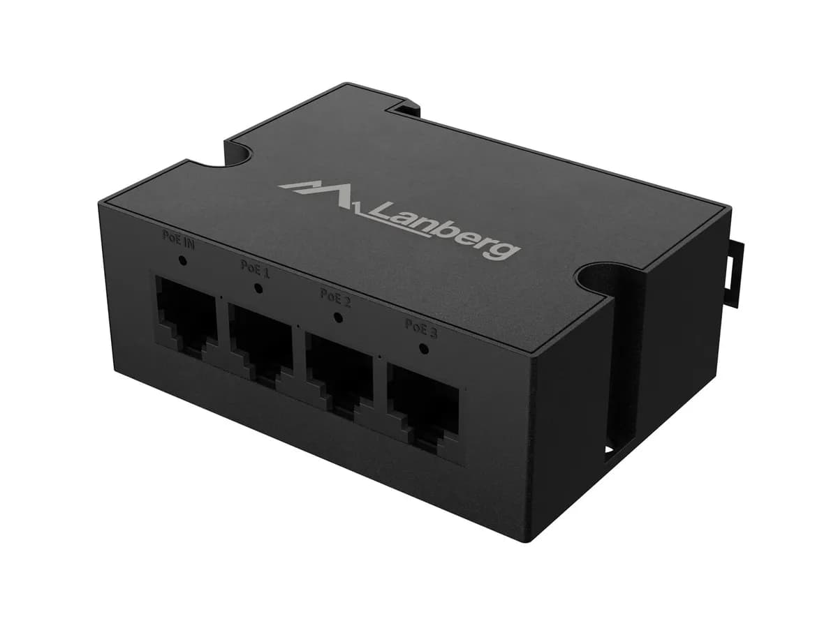 Lanberg SWITCH POE EXTENDER 1XIN 3XOUT 1GB ETHERNET DIN RAIL 90W, zdjęcie 1 z 6