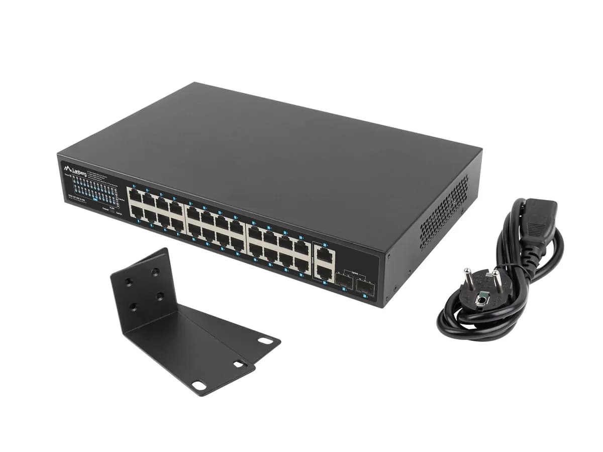 Lanberg SWITCH POE RACK 19" 24X 1GB POE+/2X GB/2X SFP 360W RSGE-24P-2GE-2S-360, zdjęcie 1 z 7
