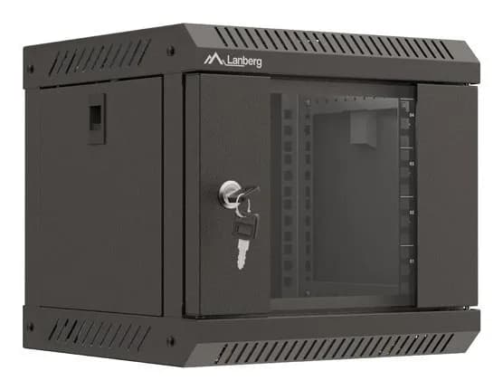 Lanberg SZAFA INSTALACYJNA RACK WISZĄCA 10" 4U 300X300 CZARNA DRZWI PRZESZKLONE (FLAT PACK), zdjęcie 1 z 12