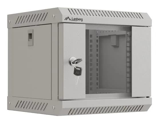 Lanberg SZAFA INSTALACYJNA RACK WISZĄCA 10" 4U 300X300 SZARA DRZWI PRZESZKLONE (FLAT PACK), zdjęcie 1 z 12