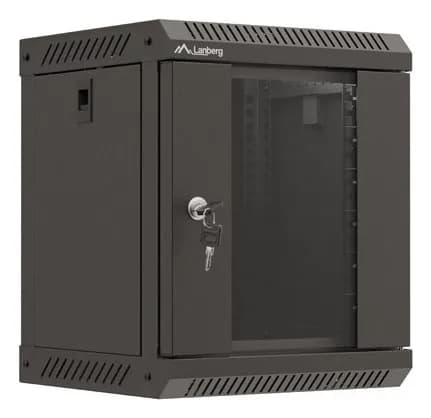 Lanberg SZAFA INSTALACYJNA RACK WISZĄCA 10" 6U 300X300 CZARNA DRZWI PRZESZKLONE (FLAT PACK), zdjęcie 1 z 12