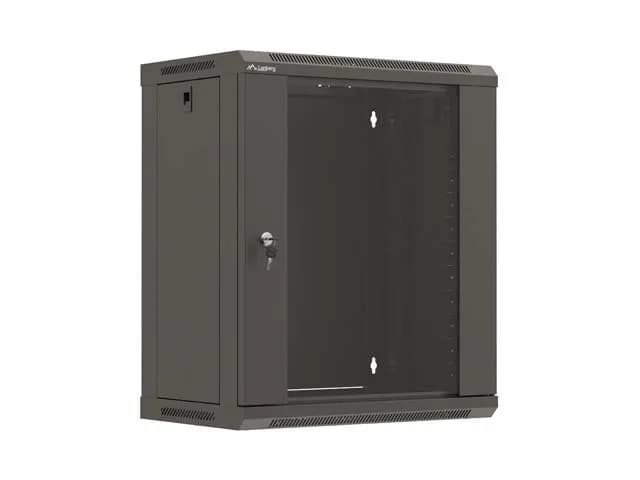 Lanberg SZAFA INSTALACYJNA RACK WISZĄCA 19" 12U 540X350 CZARNA DRZWI PRZESZKLONE (FLAT PACK), zdjęcie 1 z 12