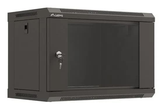 Lanberg SZAFA INSTALACYJNA RACK WISZĄCA 19" 6U 540X350 CZARNA DRZWI PRZESZKLONE (FLAT PACK), zdjęcie 1 z 12