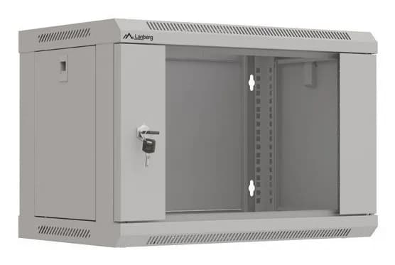 Lanberg SZAFA INSTALACYJNA RACK WISZĄCA 19" 6U 540X350 SZARA DRZWI PRZESZKLONE (FLAT PACK), zdjęcie 1 z 12