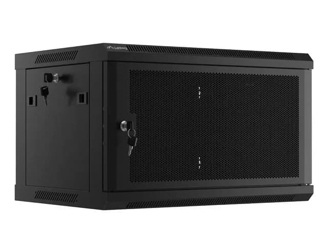 Lanberg SZAFA INSTALACYJNA RACK WISZĄCA 19" 6U 600X450 CZARNA DRZWI PERFOROWANE (FLAT PACK), zdjęcie 1 z 12