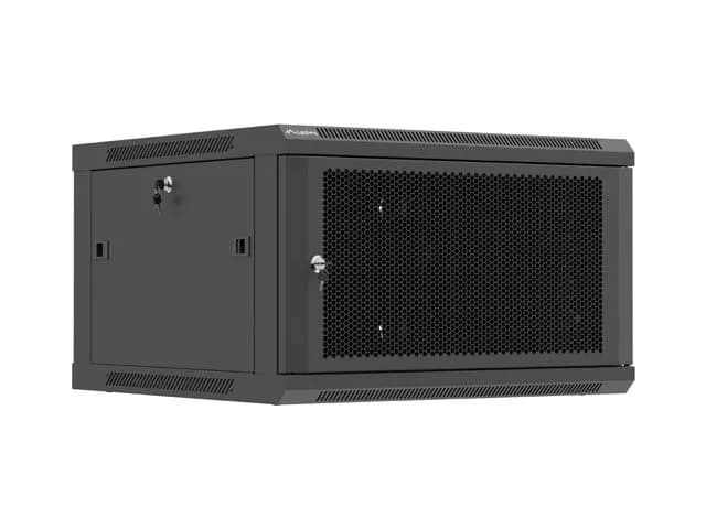 Lanberg SZAFA INSTALACYJNA RACK WISZĄCA 19" 6U 600X600 CZARNA DRZWI PERFOROWANE (FLAT PACK), zdjęcie 1 z 12