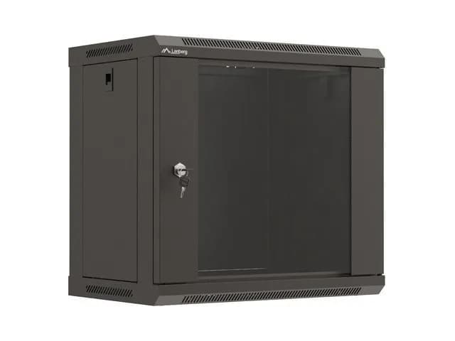 Lanberg SZAFA INSTALACYJNA RACK WISZĄCA 19" 9U 540X350 CZARNA DRZWI PRZESZKLONE (FLAT PACK), zdjęcie 1 z 12