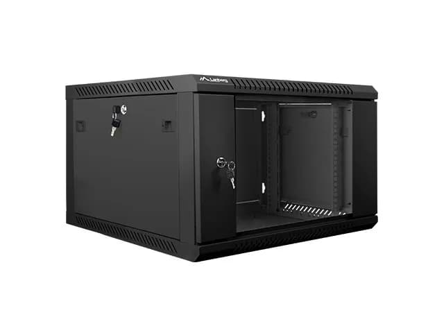 Lanberg Szafa jednosekcyjna WF01-6606-10B (6U; 368mm, 600mm, 600 mm; wisząca; Szklane; 19'', zdjęcie 1 z 4