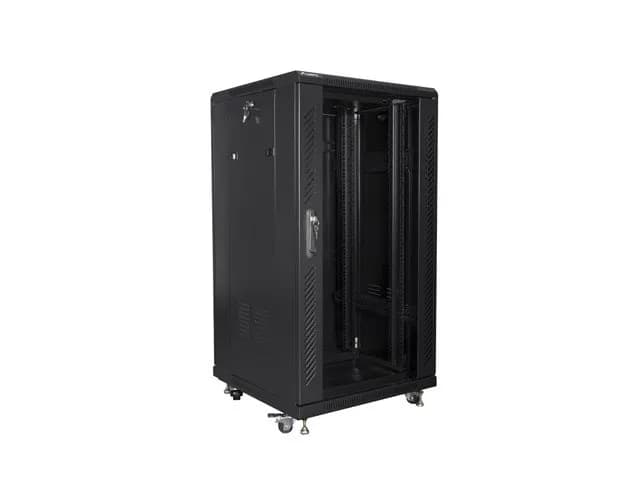 Lanberg Szafa rack FF01-6622-12B (22U; 19''; 1160 mm, 600mm, 600 mm; stojąca; Szklane; 800 kg, zdjęcie 1 z 5