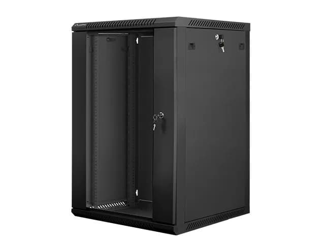 Lanberg Szafa rack WF01-6618-10B (18U; 901mm, 600mm, 600 mm; wisząca; Szklane; 19''; kolor czarny), zdjęcie 1 z 3