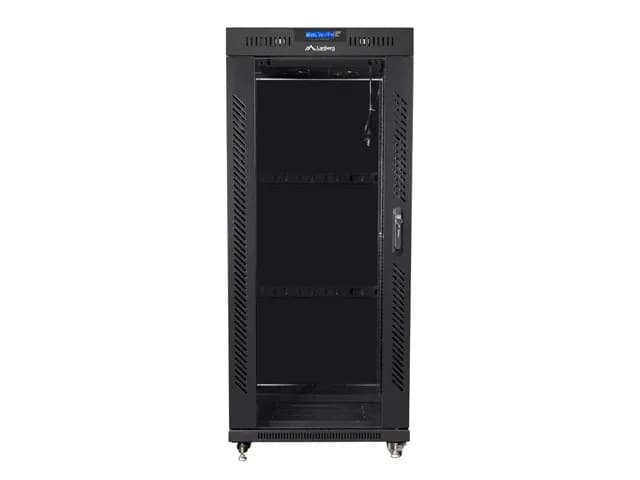 Lanberg SZAFA STOJĄCA RACK 19" 27U 600X600 DRZWI SZKLANE LCD CZARNA FF01-6627-12BL (FLAT PACK), zdjęcie 1 z 4