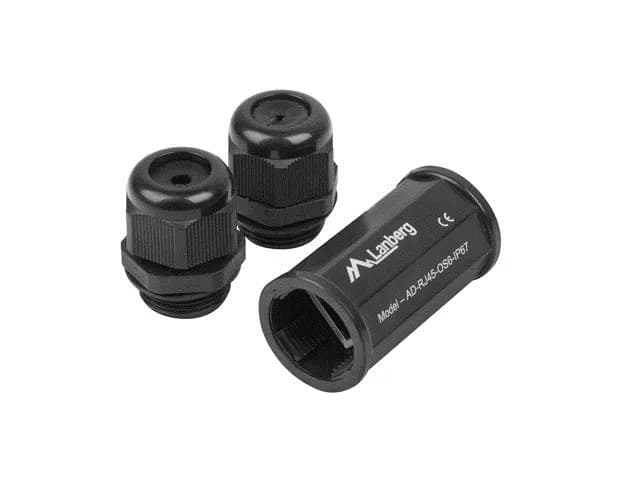 Lanberg ZŁĄCZKA SIECIOWA RJ45->RJ45 KAT.6 FTP WODOODPORNA IP67 AD-RJ45-OS6-IP67, zdjęcie 1 z 2