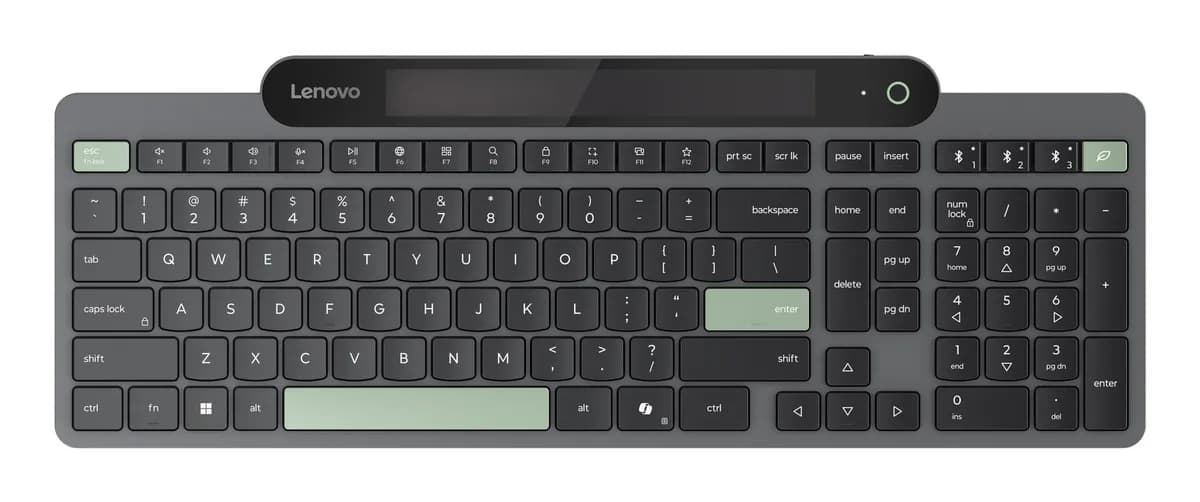 Lenovo Klawiatura bezprzewodowa Bluetooth Self-Charging Keyboard (US English), zdjęcie 1 z 12