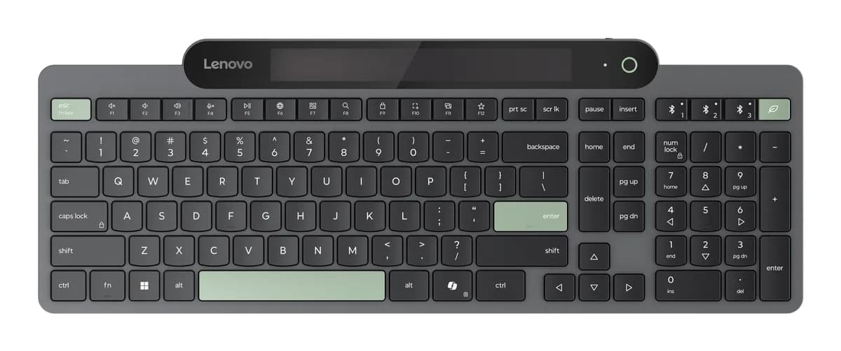 Lenovo Klawiatura bezprzewodowa Bluetooth Self-Charging Keyboard (US English), zdjęcie 1 z 12
