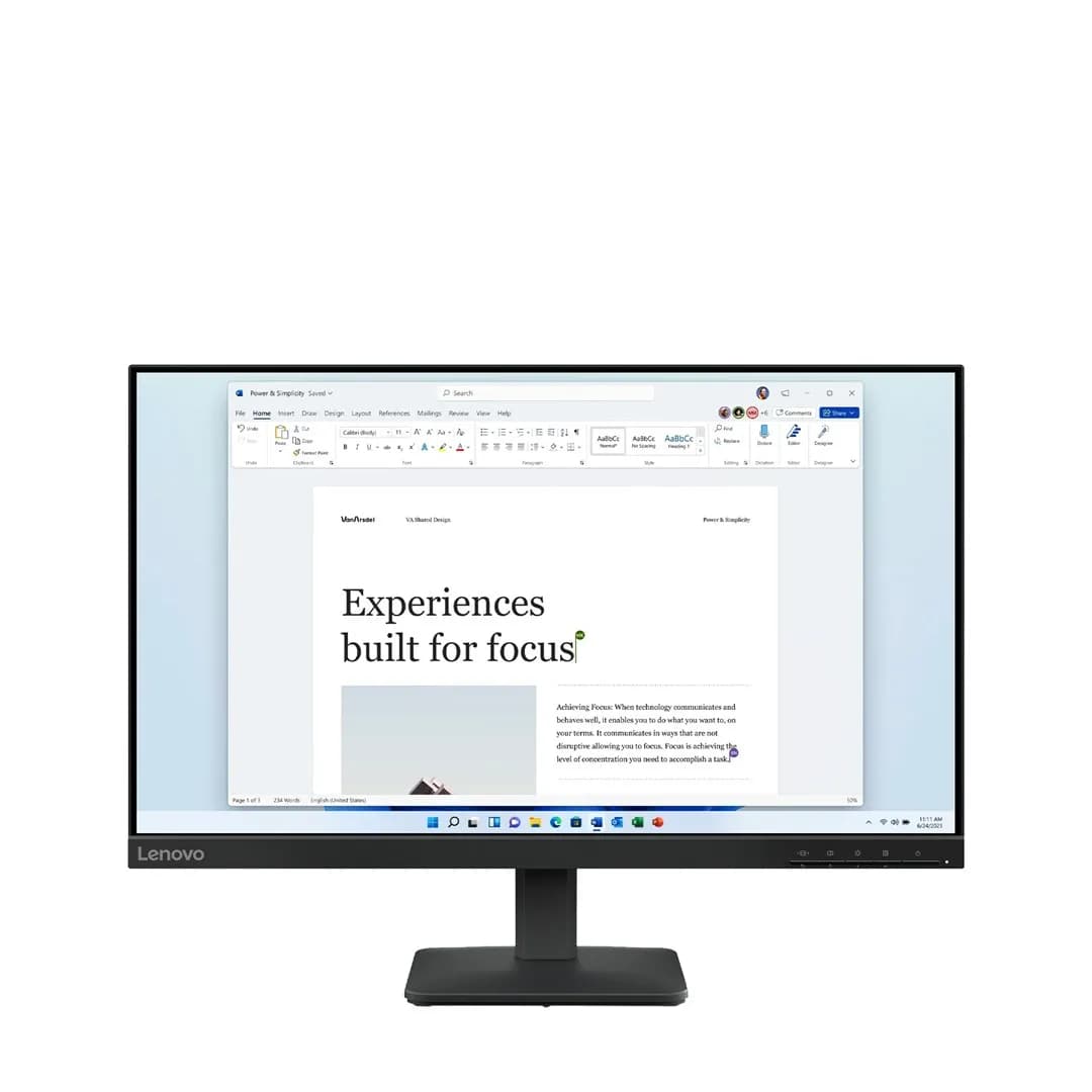 Lenovo L24-4e 23.8"FHD IPS 100Hz 250nits AG HDMI, VGA Raven Black, zdjęcie 1 z 9