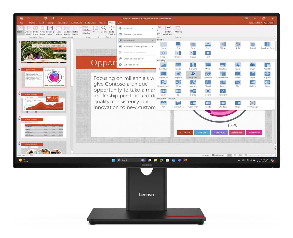 Lenovo ThinkVision T27-40 27"FHD 120Hz 300nits AG USB HDMI DP Eclipse Black, zdjęcie 1 z 12