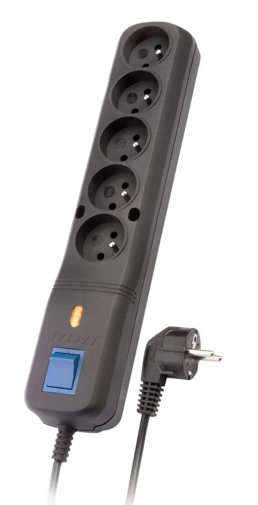 Lestar Listwa przeciwprzepięciowa LV 530W 1,5m (5 x VDE; 10 A; 1,5m; kolor czarny), zdjęcie 1 z 2