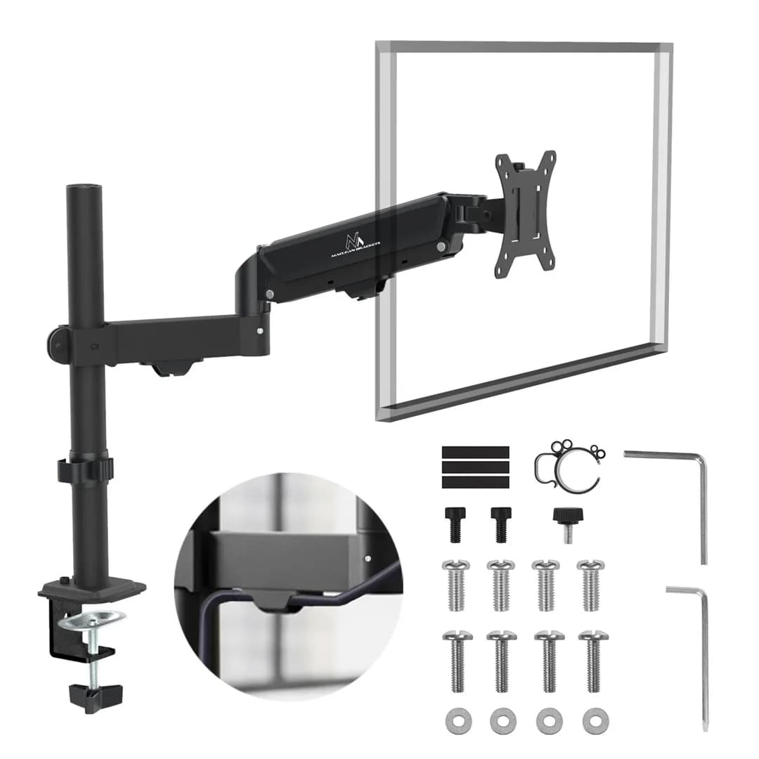Maclean UCHWYT NA MONITOR, SPRĘŻYNA GAZOWA, 17"-32", 2-10KG, CZARNY MC-135, zdjęcie 1 z 12
