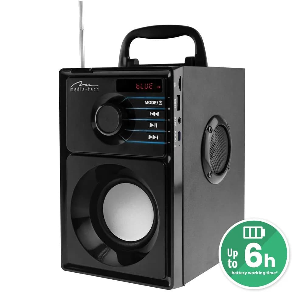 Media-Tech GŁOŚNIK BEZPRZEWODOWY BOOMBOX SILVER 15W MRS MT3179, zdjęcie 1 z 9
