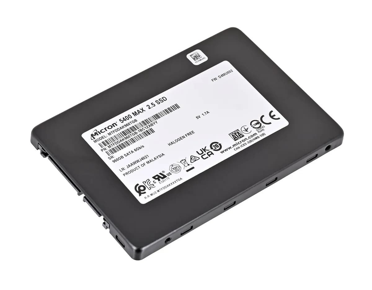 Micron Dysk SSD 5400 MAX 960GB SATA 2.5" MTFDDAK960TGB-1BC1ZABYYT (DWPD 5) Tray, zdjęcie 1 z 4