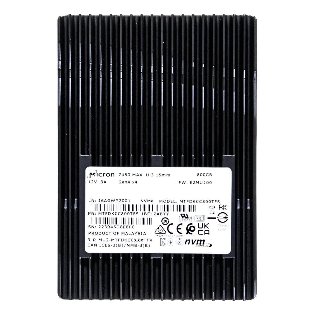 Micron Dysk SSD 7450 MAX 800GB U.3 (15mm) NVMe Gen4 MTFDKCC800TFS-1BC1ZABYYR (DWPD 3), zdjęcie 1 z 5