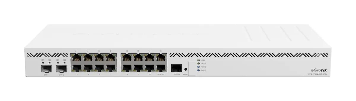 Mikrotik Router CCR2004-16G-2S+ Total Ethernet Ports:18; Architecture:ARM 64bit; CPU core:4, zdjęcie 1 z 6