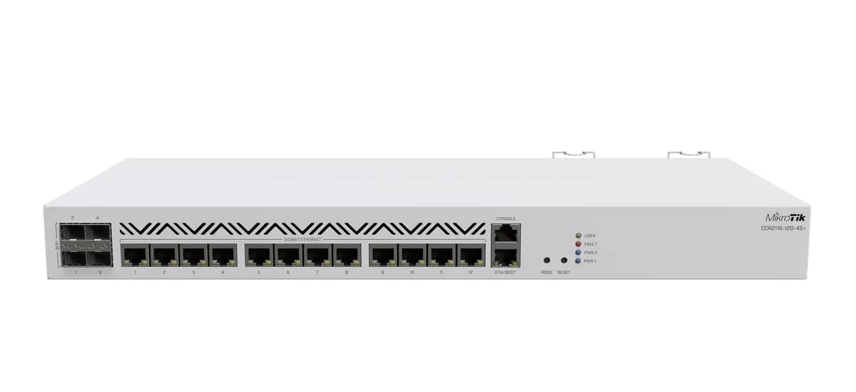 Mikrotik Router CCR2116-12G-4S+ Total Ethernet Ports:17; Architecture:ARM 64bit; CPU core:16, zdjęcie 1 z 4