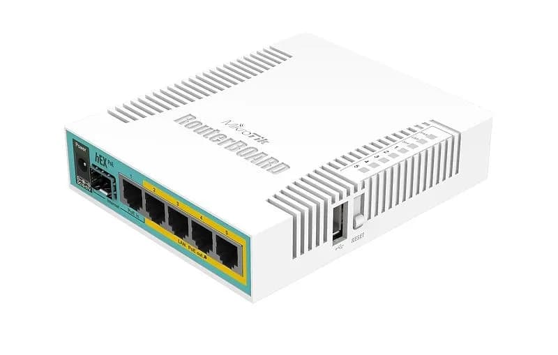Mikrotik Router hEX PoE (RB960PGS) Total Ethernet Ports:6; Architecture:MIPSBE; CPU core:1, zdjęcie 1 z 5