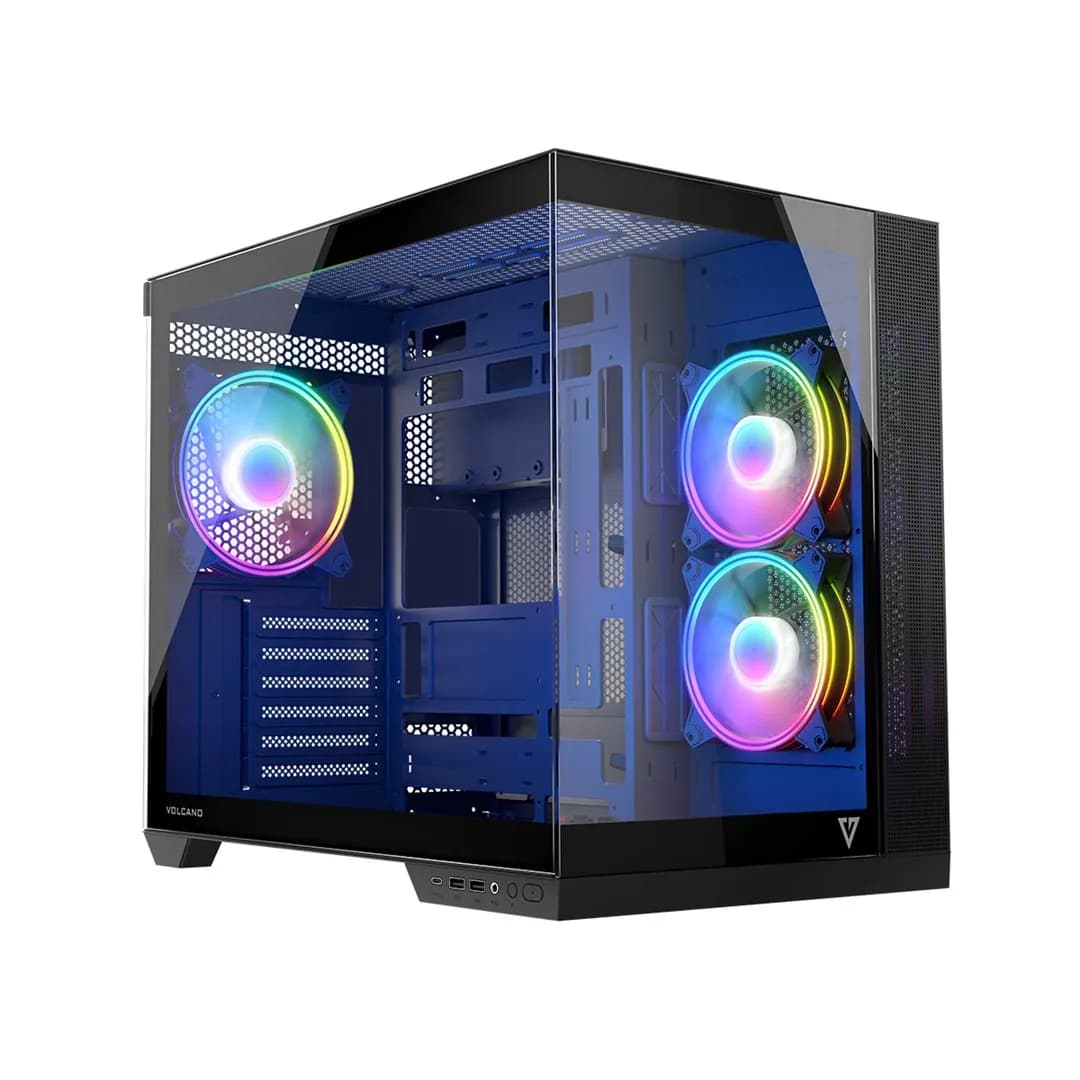 Modecom OBUDOWA VOLCANO PANORAMA APEX ARGB 3F MIDI BLACK, zdjęcie 1 z 12