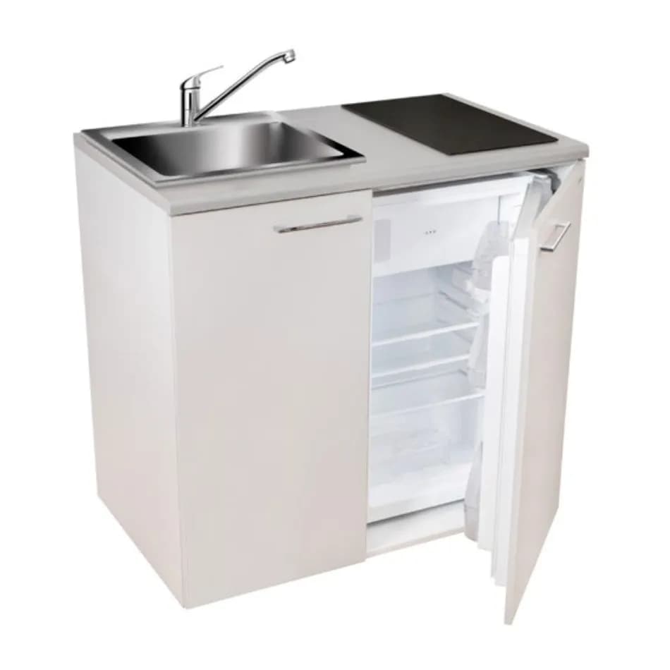 Mpm Minikuchnia zestaw AGD 4w1 SMK-03, 100cm, płyta indukcyjna, lodówka, szafka i zlew inox