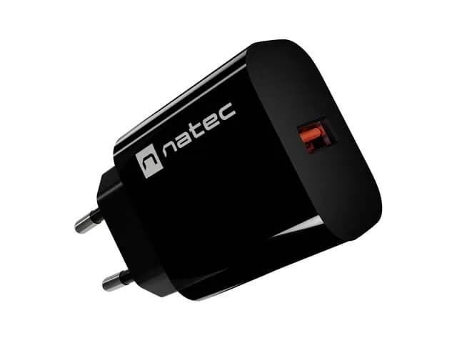 Natec ŁADOWARKA SIECIOWA RIBERA 1X USB-A 18W CZARN, zdjęcie 1 z 7