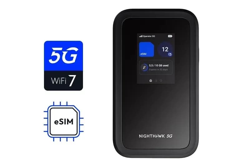 Netgear Router Wi-Fi 7 5G MH7150-100EUS Nighthawk M7 Mobile BE3600 WiFi eSIM USB-C