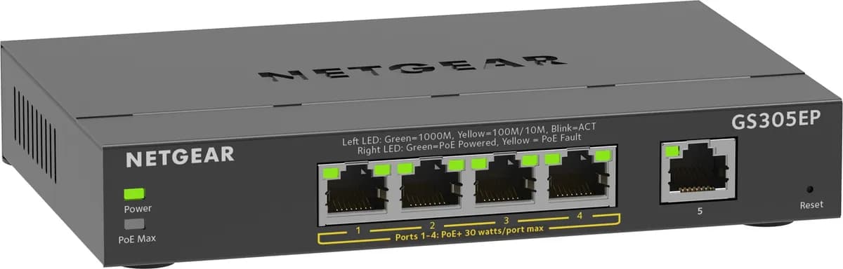 Netgear Switch GS305EP-100PES 5p PoE 63W* (PoE+: 4p) Unmanaged Gigabit, zdjęcie 1 z 7