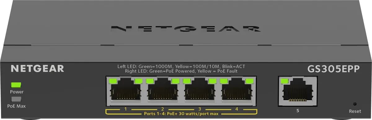 Netgear Switch GS305EPP-100PES 5p PoE 120W* (PoE+: 4p) Unmanaged Gigabit, zdjęcie 1 z 10