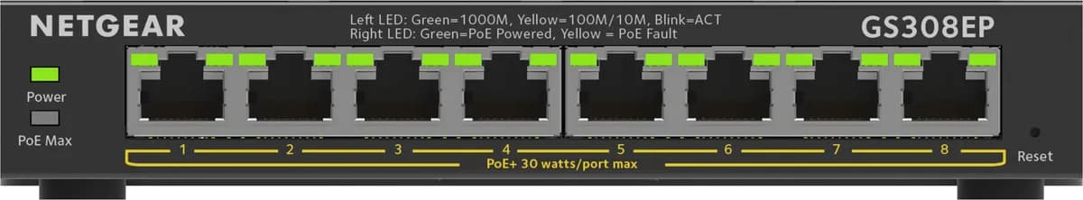 Netgear Switch GS308EP-100PES 8p PoE 62W (PoE+: 8p) Unmanaged Gigabit, zdjęcie 1 z 8