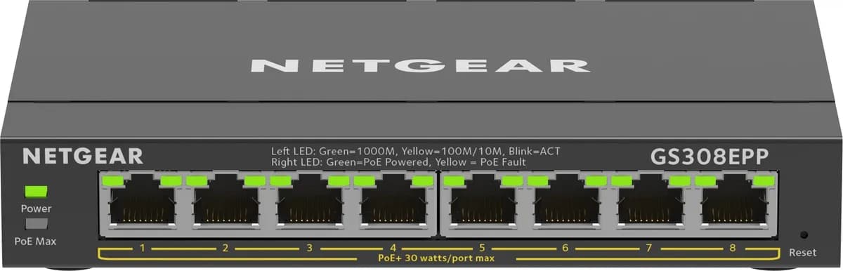 Netgear Switch GS308EPP-100PES 8p PoE 123W (PoE+: 8p) Unmanaged Gigabit, zdjęcie 1 z 9