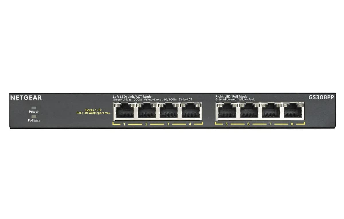 Netgear Switch GS308PP-100EUS 8p PoE 83W* (PoE+: 8p) Unmanaged Gigabit, zdjęcie 1 z 5
