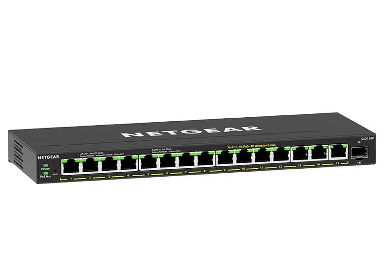 Netgear Switch GS316EP-100PES 16p PoE 180W* (PoE+: 15p) Unmanaged Gigabit, zdjęcie 1 z 6