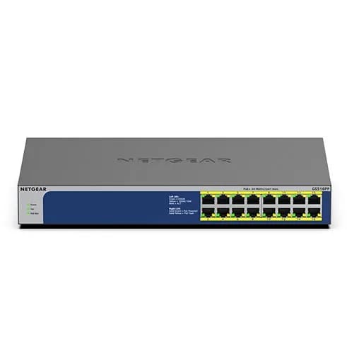 Netgear Switch GS516PP-100EUS 16p PoE 260W (PoE+: 16p) Unmanaged Gigabit, zdjęcie 1 z 8