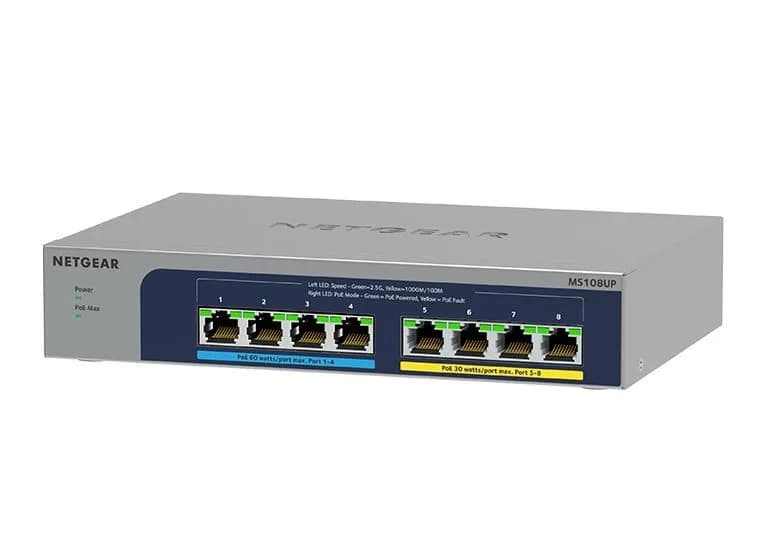 Netgear Switch MS108UP-100EUS 8p PoE 230W (PoE+: 4p PoE++: 4p) Unmanaged Multigigabit, zdjęcie 1 z 4