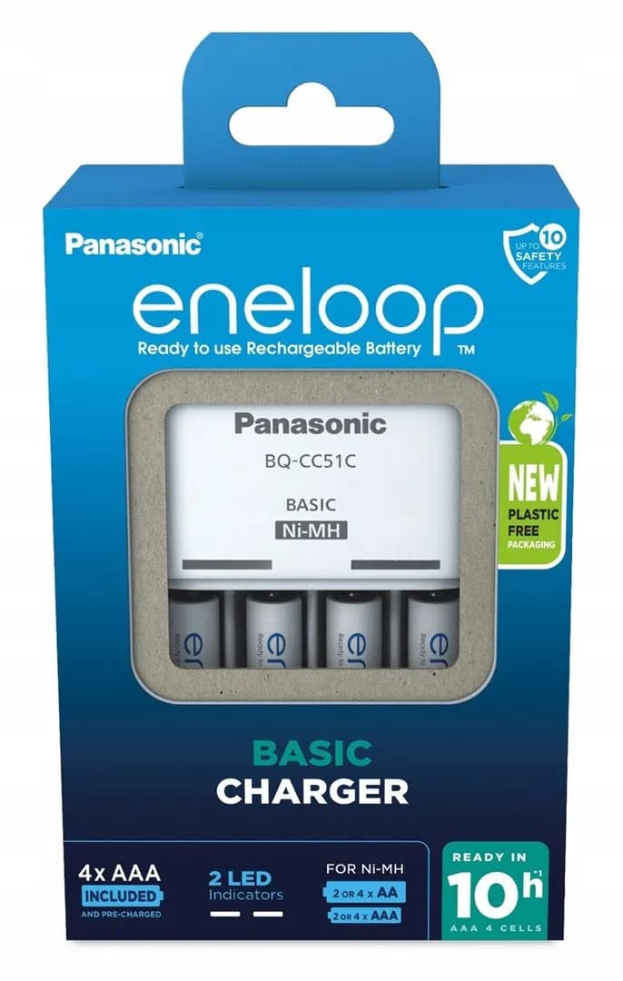 Panasonic ŁADOWARKA BASIC + 4x AAA ENELOOP 800 mAh, zdjęcie 1 z 3