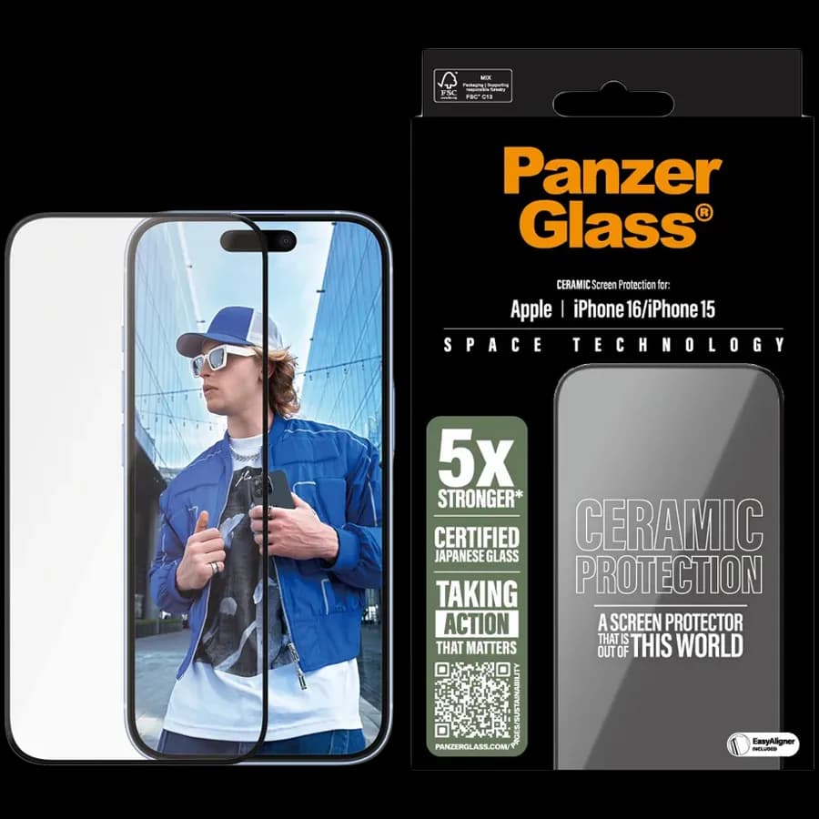 PanzerGlass Ceramic Screen Protector iPhone 15, 16, Ultra-Wide Fit, zdjęcie 1 z 2