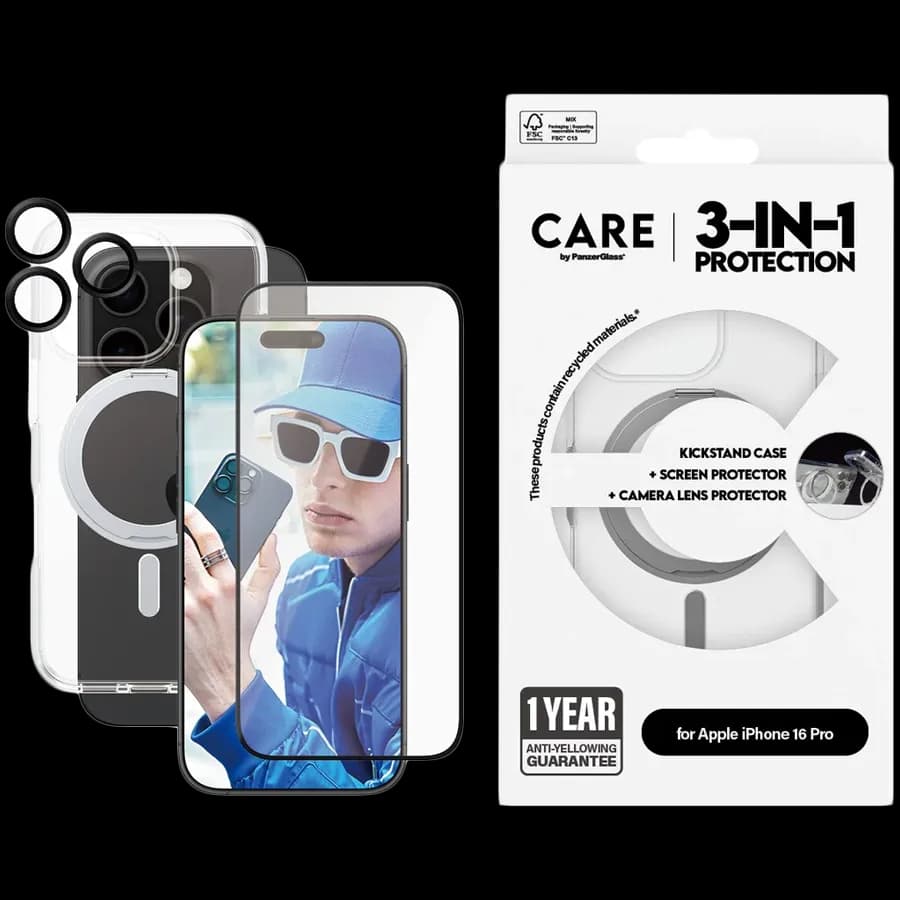 PanzerGlass Feature 3-in-1 Ceramic Bundle iPhone 16 Pro