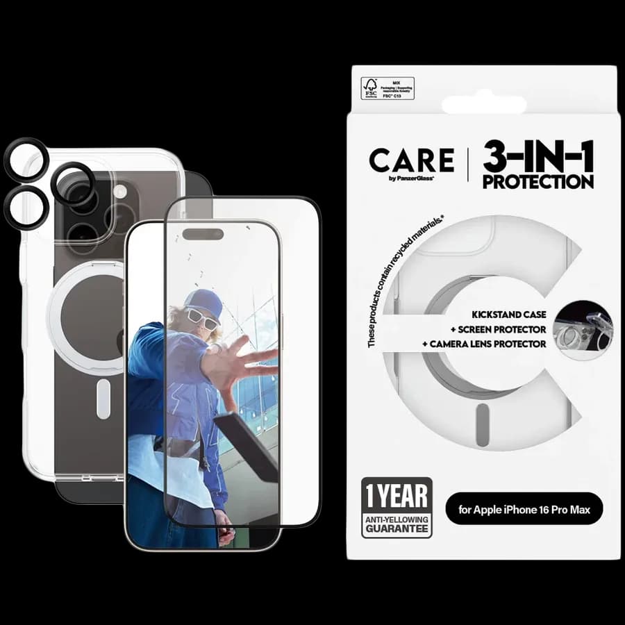 PanzerGlass Feature 3-in-1 Ceramic Bundle iPhone 16 Pro Max