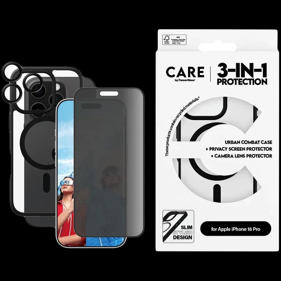 PanzerGlass Flagship 3-in-1 Privacy Bundle iPhone 16 Pro
