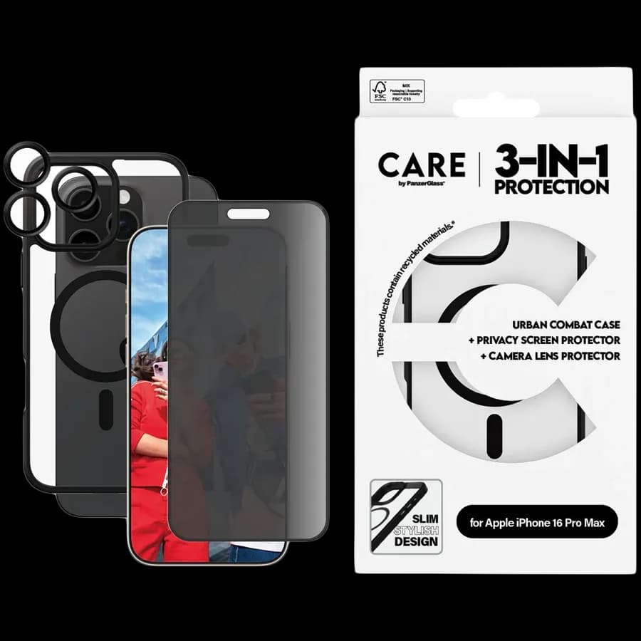 PanzerGlass Flagship 3-in-1 Privacy Bundle iPhone 16 Pro Max